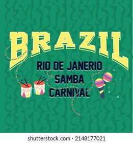 brazil rio de janerio city slogan vector design