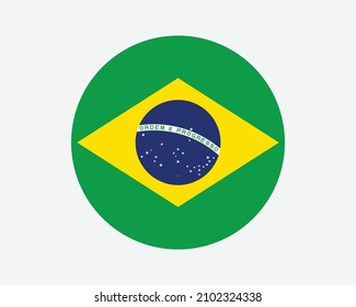 Brazil Round Country Flag. Circular Brazilian National Flag. Federative Republic of Brazil Circle Shape Button Banner. EPS Vector Illustration. svg