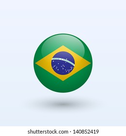 Brazil round flag. Vector illustration.