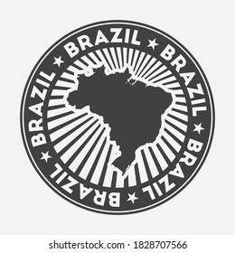 Brazil round logo. Vintage travel badge with the circular name and map of country, vector illustration. Can be used as insignia, logotype, label, sticker or badge of the Brazil.