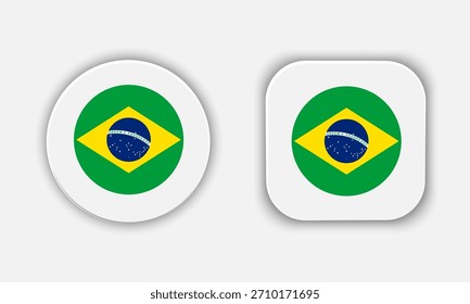 Icono de Botón de bandera nacional redondeado de Brasil