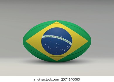 Brazil rugby ball featuring the national flag design on a gray background