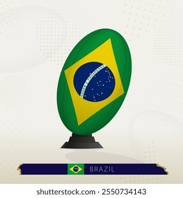 Brazil Rugby Ball on Rugby Kicking Tees with Modern Design. Illustration perfect for sports, national pride, and rugby-related projects.