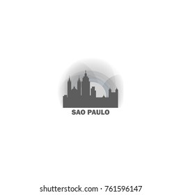 Brazil Sao Paulo black white sunrise sunset city panorama landscape horizon buildings skyline flat icon logo