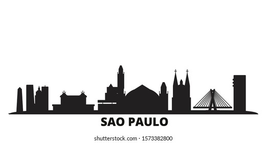 Brazil, Sao Paulo city skyline isolated vector illustration. Brazil, Sao Paulo travel black cityscape