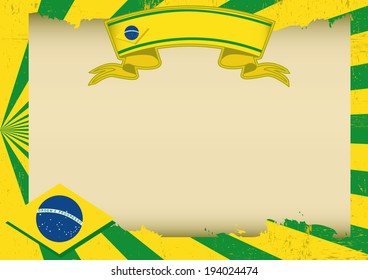 Brazil scratched horizontal background. A vintage brazilian background with a texture and a large parchment for your message