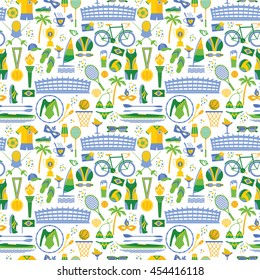 Brazil seamless pattern with sports objects. Vector illustration