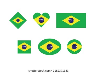 Brazil set national flag country emblem state symbol