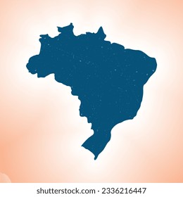 Brazil shape on gradient background. Country map with scratch texture . Brazil vibrant poster. Elegant vector illustration.