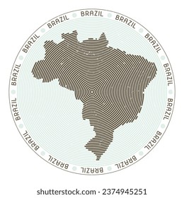 Brasil da forma a los arcos radiales. Icono de redondeo de país. Cartel de diseño del logo de Brasil. Potente ilustración vectorial.