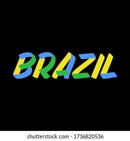 Brazil sign brush paint lettering on black background. Design templates for greeting cards, overlays, posters