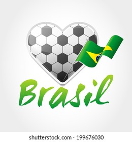 Brazil sign with football pattern in Heart