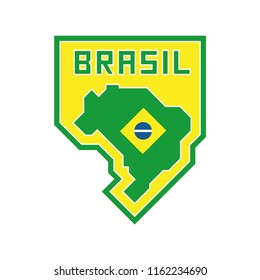 Brazil simplified map badge, modern flat design