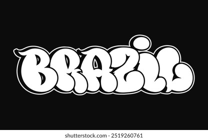 Brasil - letras de una sola palabra, estilo graffiti. Logotipo dibujado a mano de Vector. Divertida palabra trippy fresca Brasil, moda, estilo de graffiti impresión camiseta, concepto de cartel