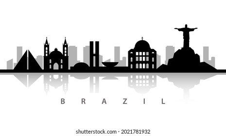 horizonte brasil sobre fondo blanco. hermoso paisaje urbano