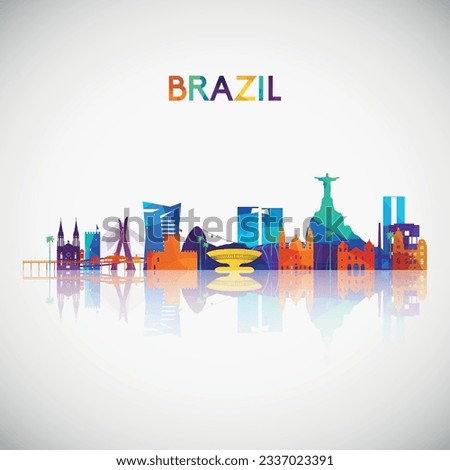 Brazil skyline silhouette in colorful geometric style. Symbol for your design. Vector illustration.