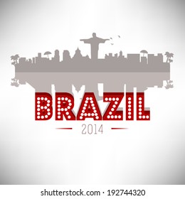 Brazil skyline silhouette vector design. 