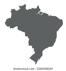 Brazil - smooth grey silhouette map of country area. Simple flat vector illustration.