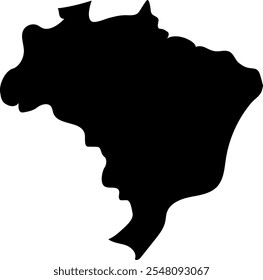Brazil Smooth Map. Simplified Country Vector. Black Silhouette. September. November. Independence Day. Republic.