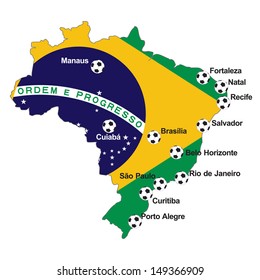 Brazil Soccer 2014 host cities MAP