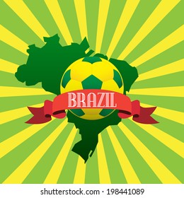 Brazil soccer ball card in vector, football background