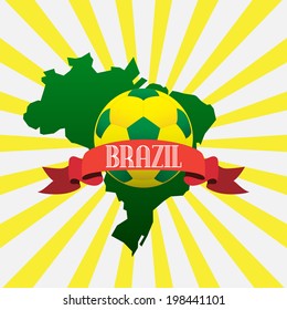 Brazil soccer ball card in vector, football background