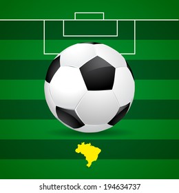 Brazil soccer ball on green background