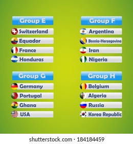 Brazil soccer cup - groups E-H