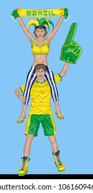 Brazil Soccer Fan. All the objects are in different layers and the text types do not need any font. 