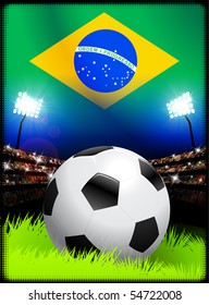 Brazil Soccer Match in Stadium Original Illustration