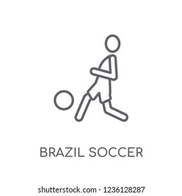 Brazil soccer player linear icon. Modern outline Brazil soccer player logo concept on white background from Culture collection. Suitable for use on web apps, mobile apps and print media.