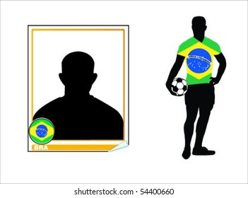 brazil soccer player and sticker vector