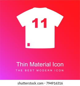 Brazil soccer player t shirt of number 11 red and pink gradient material white icon minimal design