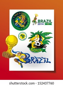 Brazil, Soccer, Seals, Characters, concept  (vector Art)