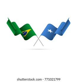 Brazil and Somalia flags crossed. Vector illustration.