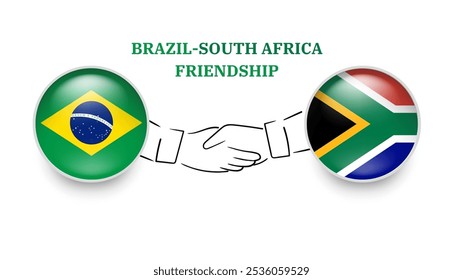 brazil and south africa
flags in circle with shake hand. brazil And south africafriendship. brazil And south africa flags, isolated on white background. Vector illustrator