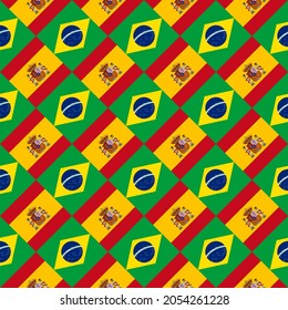 brazil and spain flags seamless pattern. vector illustration
