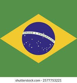 Brazil square flag. Vector illustration.