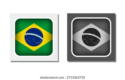 Icono de bandera redondeada cuadrada de Brasil