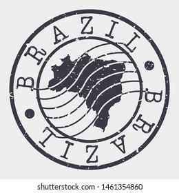 Brazil Stamp Postal. Map Silhouette Seal. Passport Round Design. Vector Icon. Design Retro Travel.