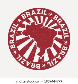 Brazil stamp. Travel red rubber stamp with the map of the country, vector illustration. Can be used as insignia, logotype, label, sticker, or badge of Brazil.