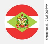 Brazil State Flags banner, circle badge Santa Catarina vector flag illustration isolated on white background. Saint Catherine roundel flag patriotic emblem.