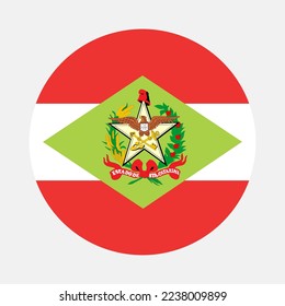 Brazil State Flags banner, circle badge Santa Catarina vector flag illustration isolated on white background. Saint Catherine roundel flag patriotic emblem.