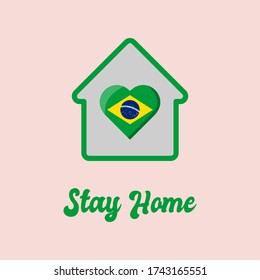 brazil stay home vector illustration icon sticker
