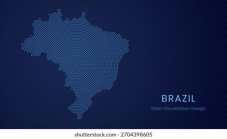 Brasil estilizó el mapa punteado en el moderno concepto de visualización de tecnología de datos circular.