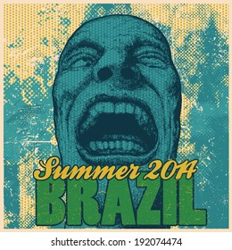 Brazil Summer 2014 Background with screaming fans. vector illustration. 