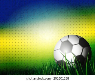 Brazil Summer 2014. Soccer Ball on background for Football Design. Brazilian Flag Colors