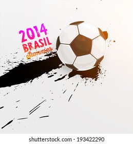 Brazil Summer 2014 Vector, Soccer Ball for Football Design. Paint Splashes