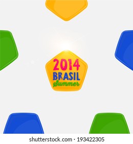 Brazil Summer 2014 Vector, Soccer Ball Fragments for Football Design. Brazilian Flag Colors.