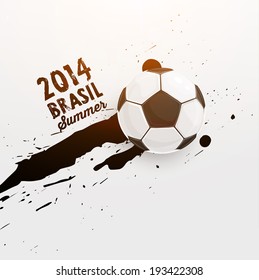 Brazil Summer 2014 Vector, Soccer Ball for Football Design. Paint Splashes